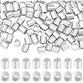 Beebeecraft 100Pcs 1mm Tube Crimp Beads Rhodium Plated 925 Sterling Silver Tiny Tube Spacer Loose Stopper Beads End Caps for Jewelry Making Findings Earring Bracelet Necklace Findings