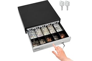 HK SYSTEMS SAM4s 16" Heavy Duty Black Manual Push Open Cash Drawer with 5Bill/5Coin Stainless Steel