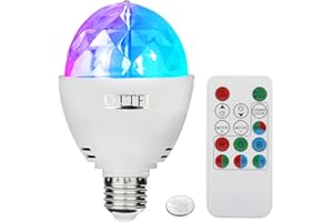 OTTFF 3W E27 Disco Ball Lamp RGB Rotating LED Sound Activated Strobe Lights Party Bulb Stage Light for Family Parties,Birthday,Desk Lamp with Remote Control