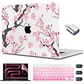 CISSOOK Cherry Blossoms Hard Shell Case for MacBook Pro 14 inch M5 A3434 M4 A3112 A3185 A3401 M3 A2992 A2918 M2 A2779 M1 A2442, Cherry Floral Cover with Keyboard Cover for 2021-2025 Pro 14.2”