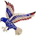 Sparkly American Flag Brooch Pin - Red, White & Blue Crystal Rhinestone Jewelry For Patriotic Occasions