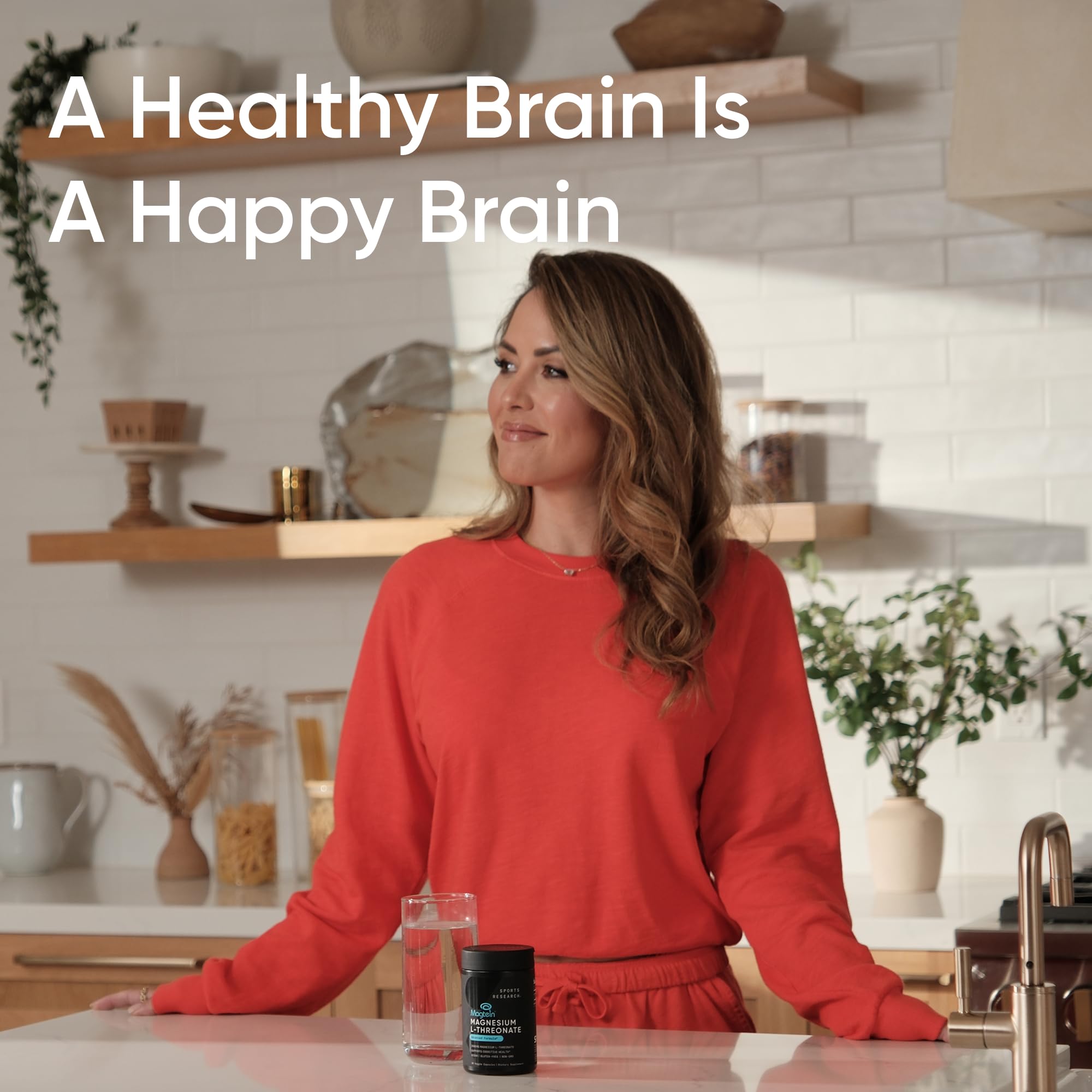 Sports Research Magtein Magnesium L-Threonate Capsules - Magnesium Supplement for Memory, Focus & Cognition - Magnesium L Threonate Supports Brain Health, Sleep & Mood - 2000mg, 90 Capsules for Adults