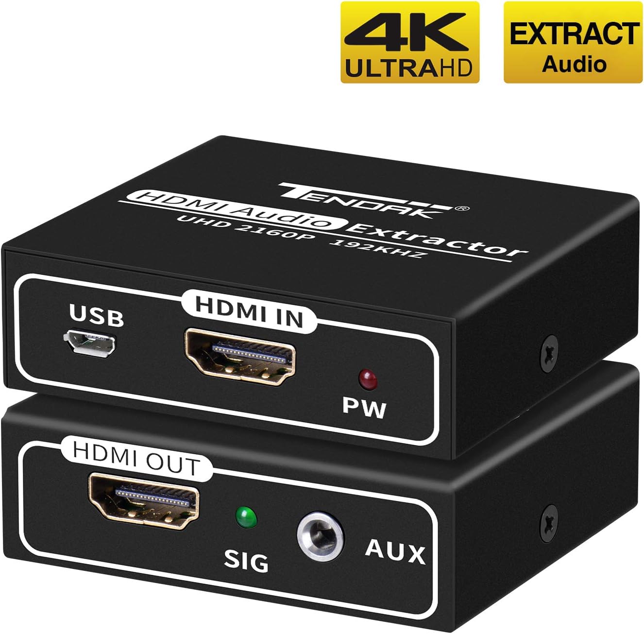Tendak HDMI Audio Extractor, HDMI to HDMI + 3.5mm Audio Adapter, 4K HDMI to Audio Converter Splitter Support 4K@30Hz 3D…