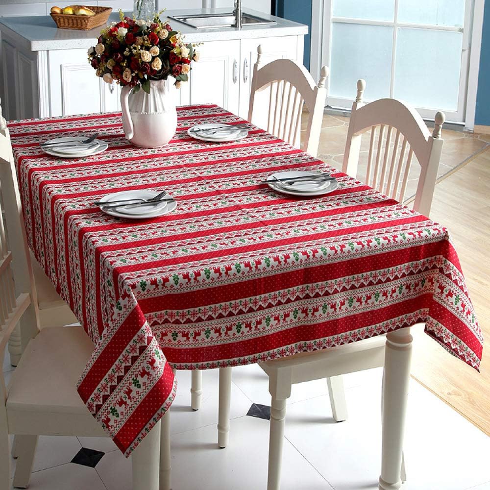 FJTHY Full Polyester Jacquard Imitation Cotton and Linen Embroidered Fringed Lace Coffee Table Tablecloths for Rectangle Tables,Red,250cm