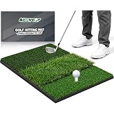 Foldable Tri-Turf Golf Hitting Mat, Non-Slip &amp; Durable Outdoor Practice Mat | Portable &amp; Easy-to-Clean Golf Turf Mat for Indoor &amp; Backyard Swing and Chipping, with Rubber Tee &ndash; Great Gift for Men &amp; Women