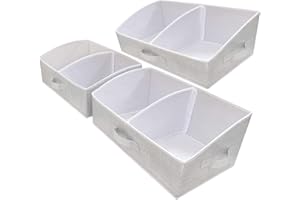 UNAMAX 3 Packs Closet Storage Bins - Trapezoid Large Storage Box - Foldable Fabric Baskets for Organizing Clothes - Baby Toiletry, Toys, Towel, DVD, Book (Grey, 20 x 11.2 x 8.3 inches)