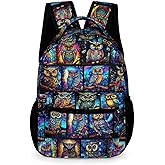 ZCJB-WSRY Owl Backpack for Kids Girls Boys School, 16 Inches Cute Owl Theme Bookbag, Adjustable, Large Capacity, Lightweight, Colorful Backpack for School