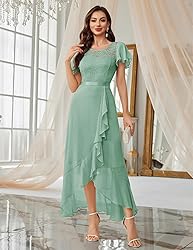 BeryLove Prom Dresses for Women Wedding Guest Ruffe