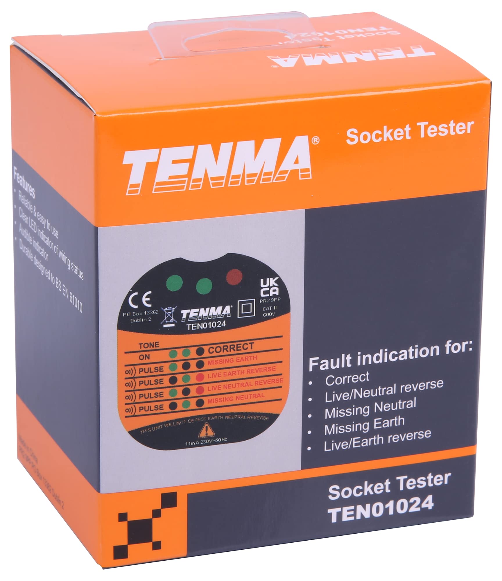 TENMA SC440 Mains Socket Tester - Check for Correct Wiring, Black, 1.0 cm*1.0 cm*1.0 cm