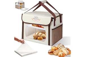 Deva Fronsa Bread Box Foldable - 22L Bread Storage Box with Beeswax Lining/Front Window, Reusable Breadbox Bread Bag (Include