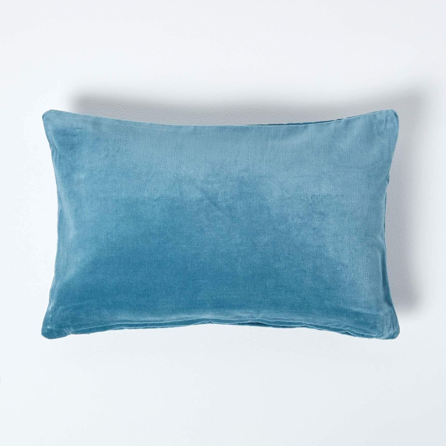 HOMESCAPES Steel Blue Velvet Cushion Cover Super Soft Cotton Velvet