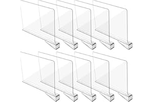 Hmdivor Acrylic Shelf Dividers, Closets Shelf and Closet Separator for Organization in Bedroom, Kitchen and Office Shelves(10 Pack)