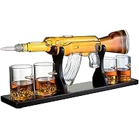 Gun Large Decanter Set Bullet Glasses - Limited Edition Elegant Rifle Gun Whiskey Decanter 22.5" 1000ml With 4 Bullet…