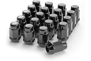 YIZBAP 20Pcs Black 1/2-20 Lug Nuts, Closed End Bulge Acorn Lug Nuts - 1.4 inch Tall - 3/4"(19mm) Hex Wheel Lug Nut for 5lug