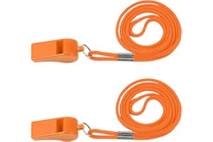 Plume'CHJ Whistle, 2 Packs Plastic Sports Whistles with Lanyard, Loud Crisp Sound Whistle Ideal for Coaches, Referees, and Officials