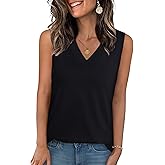 GKBK Tank Tops for Women Summer V Neck T Shirts Sleeveless Casual Basic Tee Loose Fit Cute Trendy Beach Vacation Clothes