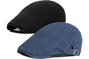 Funshow 2 Pack Men's Flat Cap Vintage Gatsby Newsboy Ivy Hat Driving Hunting Golf Beret for Men