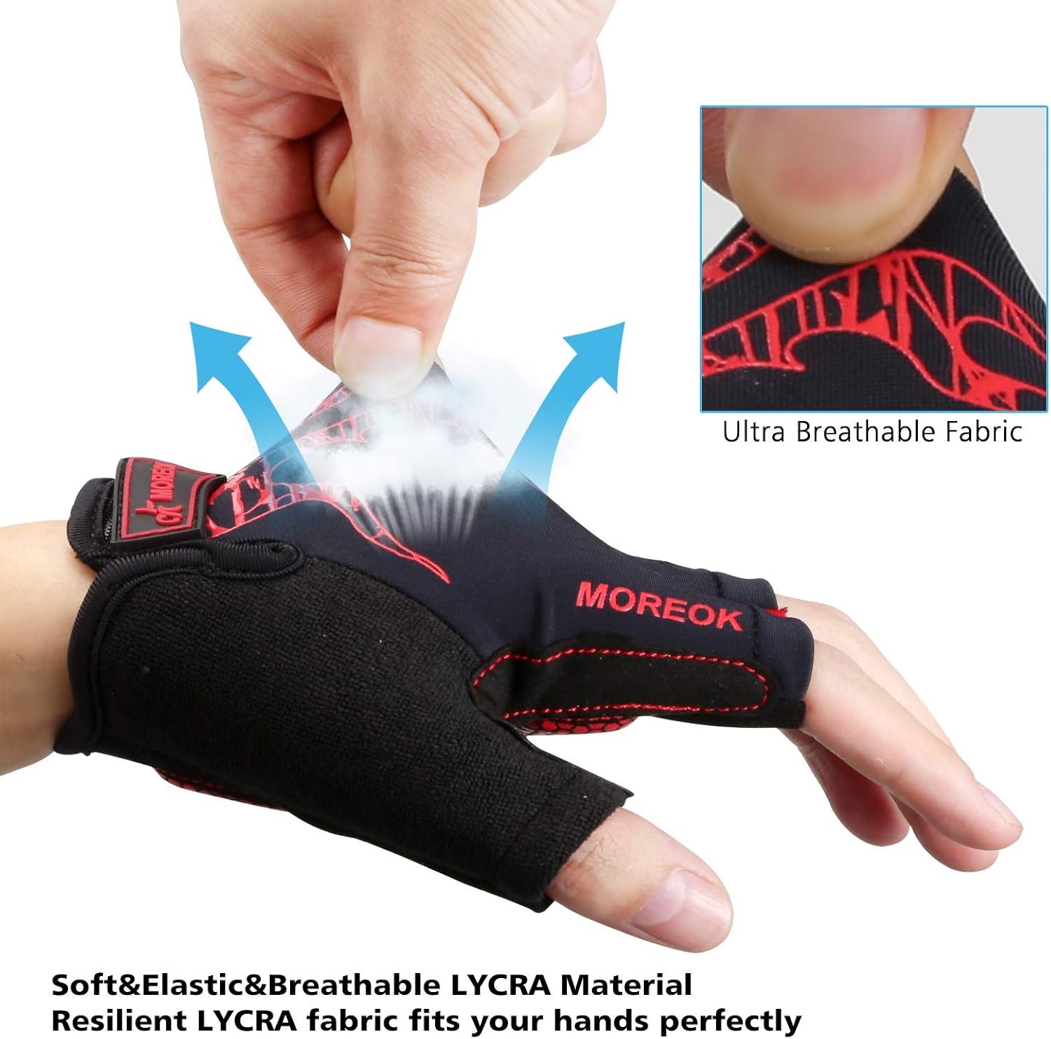 MOREOK Mens Cycling Gloves, Half Finger Biking Glove MTB DH Road Bicycle Gloves Gel Pad Shock-Absorbing Anti-Slip Breathable Motorcycle Mountain Bike Gloves Unisex Women : Clothing