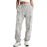 JEIBKOUY Womens Baggy Wige Leg Camo Sweatpants Fleece Y2k Camouflage Cargo Pants Elastic Waist Drawstring Joggers Streetwear