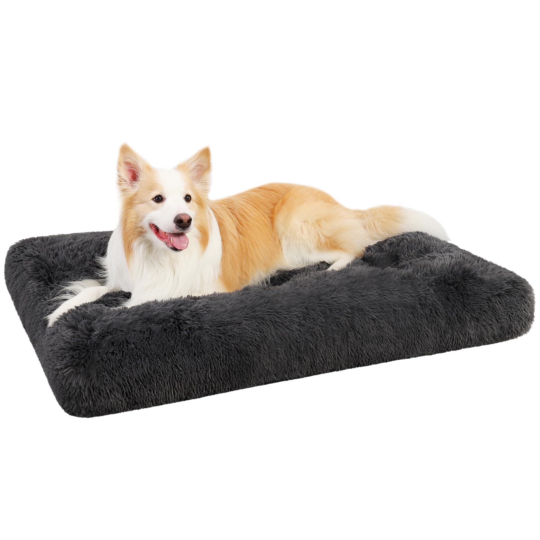 Photo 1 of KSIIA Dog Crate Bed Washable Dog Beds for Extra Large Dogs Deluxe Plush Fluffy Comfy Thick Kennel Pad Anti-Slip & Anti-Scratch Pet Sleeping Mat, 41 x 27 Inch, Dark Gray
