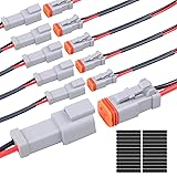 Exqutoo 6Pack 2-Pin Waterproof DT Connector Male