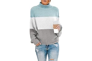 ADJHDFH Womens Sweaters Turtleneck Oversized Sweaters Batwing Long Sleeve Pullover Loose Chunky Knit Jumper