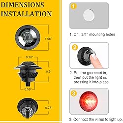 BJZ 3/4'' LED Trailer Marker Clearance Lights Red