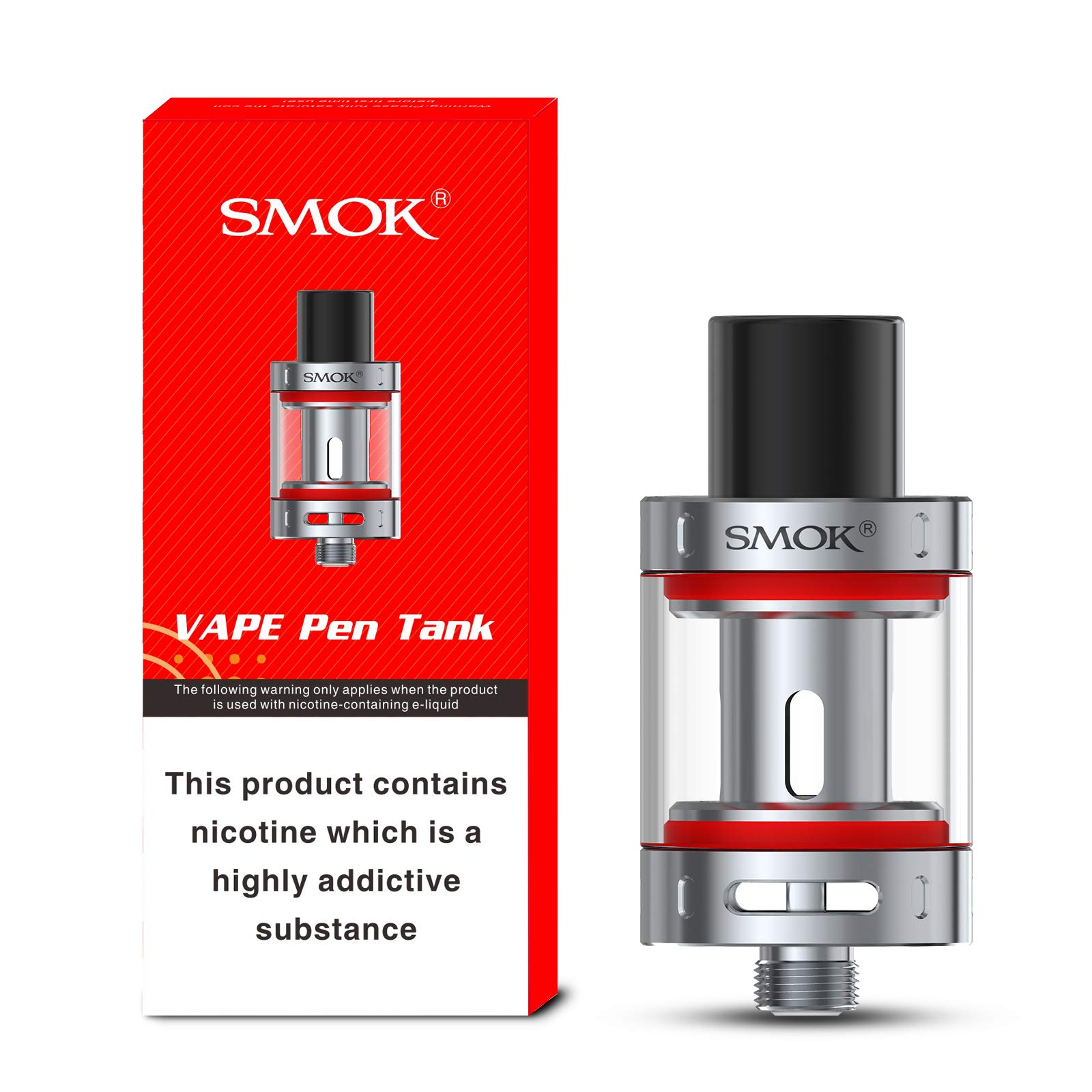 SMOK VAPE PEN Tank [Silver] - Refillable, High Performance, 2mL Capacity with Adjustable Airflow, Leak Resistant Design, 510 Thread for Intense Flavor & Cloud Production, No Nicotine