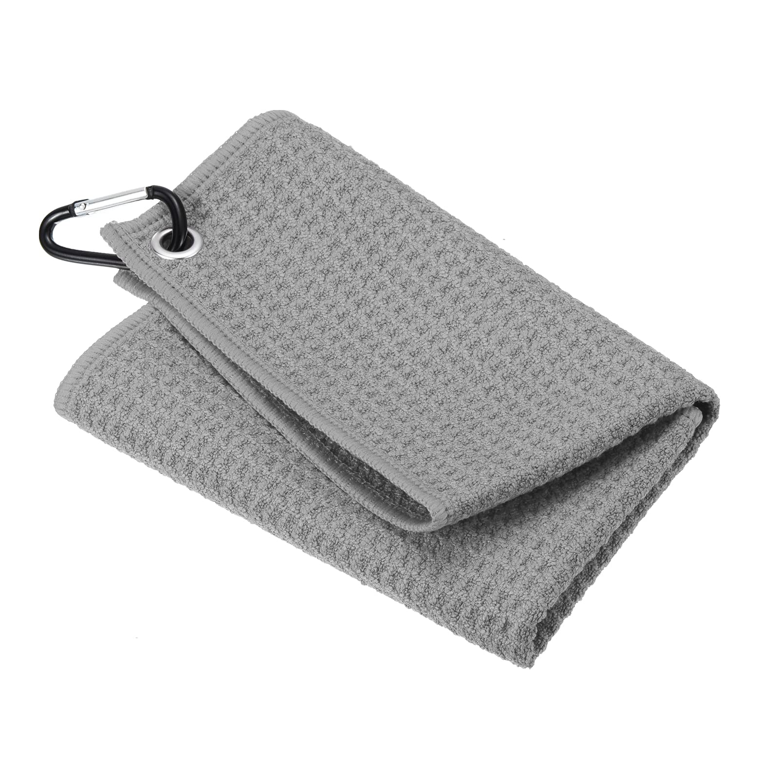 PATIKIL 12"x12" Tri-Fold Golf Towels, Waffle Pattern Towels Soft Fiber Strong Water Absorption with D Clip for Golf Lovers, Grey