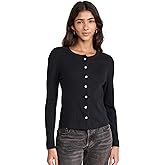Leset Women's Pointelle Classic Crew Cardigan