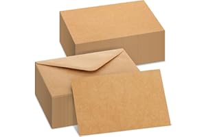 Sustainable Greetings Blank Cards & Envelopes - Customizable Greeting Card & Wedding Invitation Set - Bulk Thank You Notes & Envelopes - Printer-Friendly Stationery Set - 48-Pack, 4x6 in, Brown