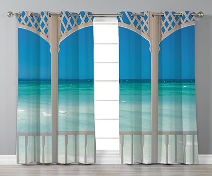 Oobon Stylish Window Curtains Beach Theme Decor Coastal Decor