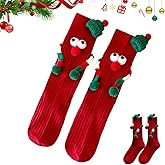 ARTSIM Magnetic Hand Holding Socks for Couple Friends Kids - 3D Doll Mid-Tube Cute Novelty Xmas Socks