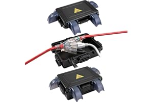 DIQMIAQ Small Outdoor Electrical Box (Inner 7.3 * 5.1 * 1.6) with Clear Waterproof Shield,Waterproof Extension Cord Cover,Weatherproof Connection Box with 4 Cable Entry for Plug,Connector(2PCS,Black)