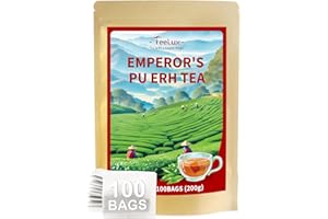 TeeLux Pu-erh Tea Bags, Emperor Puerh Tea, Fermented Yunnan Dark Tea, Smooth & Mellow Flavor, 100 Count