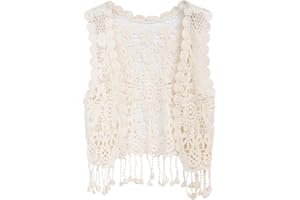 SMILING PINKER Little Girl's Crochet Vest with Fringe