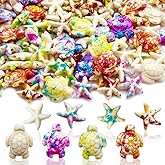 100Pcs Turtle Beads Starfish Beads Charms Synthetic Stone Bead Sea Star Turtle Ocean Animal Carved Loose Spacer Summer Bead for Jewelry Making DIY Bracelet Necklace Earrings