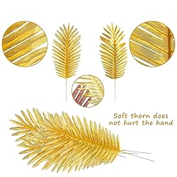 CCINEE 16 PCS Artificial Palm Leaves, Golden Faux