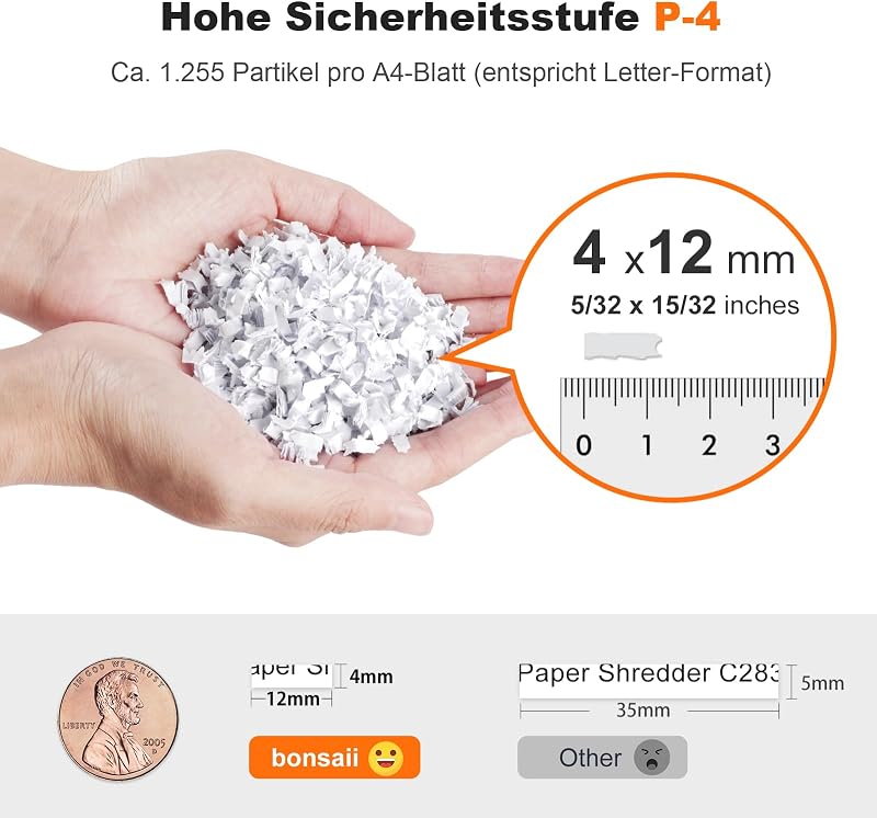 Auto-Feed Aktenvernichter 200 Blatt, P-4 Mikroschnitt, Schwarz