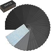 cooclensportey 50PCS Sand Paper, 13 Grits Premium Sandpaper Assortment - 120/150/180/240/320/400/600/800/1000/1500/2000/3000/5000 Grit Sandpaper Sheets, Wet Dry Sand Paper for Wood Metal Car Sanding