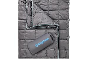 KingCamp Camping Blanket, Warm Down Alternative Puffy Wearable Blankets Weatherproof Packable Outdoor Blanket with Snap Butto