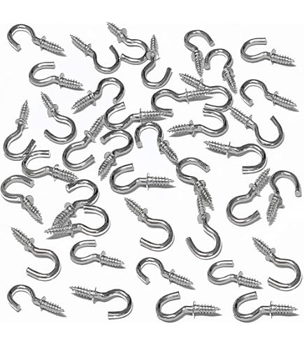 Hooks For Hanging KUUQA 75 Pcs Multi-Size Nickel Plated Metal Ceiling Hooks Cup Hooks