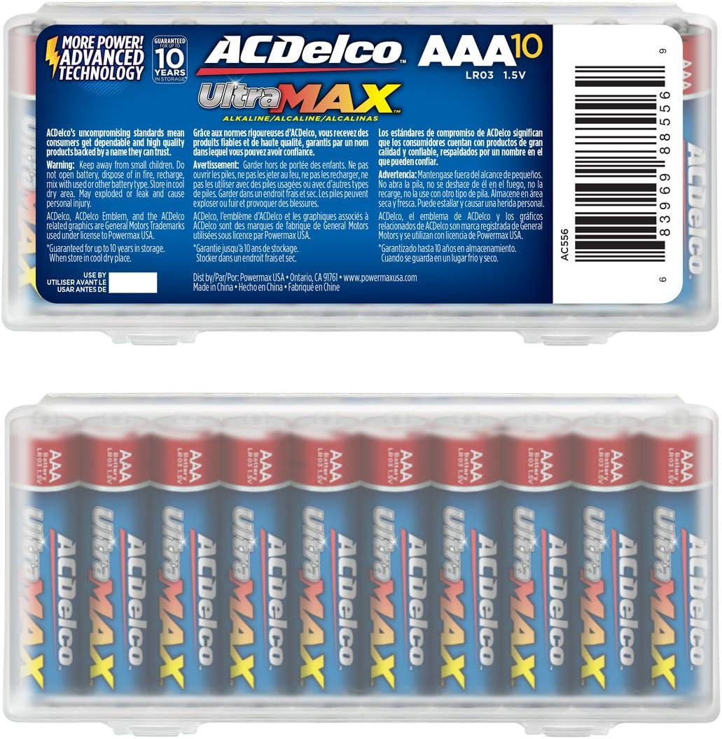ACDelco 10-Count AAA Batteries, UltraMAX Super Alkaline Battery: Health & Personal Care