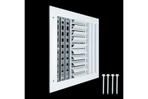 Fits 10x10 Duct Opening Aluminum 4-Way Adjustable Air Supply Grille by Handua | Curved Blade Register Vent Cover for Sidewall & Ceiling | White | Outer Size: 11.75" X 11.75"