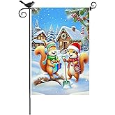Winter Merry Christmas Garden Flag 12x18 Inch Vertical double-sided winter Christmas Squirrels flag Outdoor Yard Decor