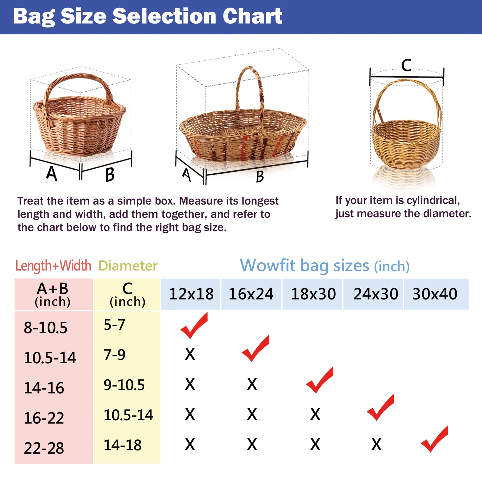 Wowfit Cello Bags,10 CT 18x30 inches Clear Cellophane Bags Perfect for Gift Baskets, Presents, Weddings, Bridal/Baby Showers and More (Flat, No Gusset, Ribbon Not included)
