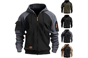 Mens Hoodies Zip Up Lightweight Tactical Hoodie Long Sleeve Drawstring Trendy Sweatshirts Casual Track Jackets with Pockets