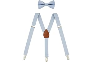 ZENXUS Boys' Elastic Suspenders and Pre-tied Bow Tie Set