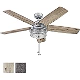 Honeywell Ceiling Fans Foxhaven Farmhouse 52 Inch Ceiling Fan with Light, Outdoor Fan/Indoor Dual-Mount LED Ceiling Fan, 5 Bl