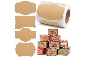 SallyFashion 200pc Gift Tags for Presents, Kraft Label Stickers, Writable Gift Tag Stickers, 3x2 Inch Canning Labels for Mason Jars, All-Purpose Self-Adhesive Handmad for Bottles, Canning Supplies,